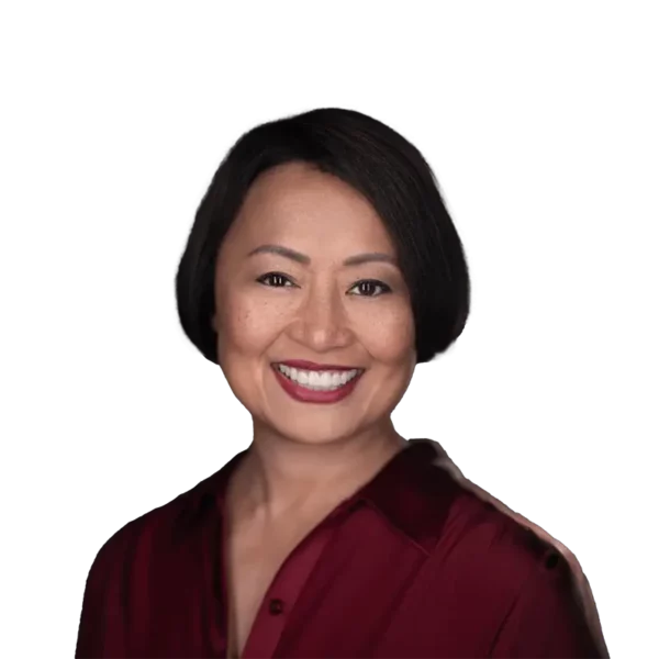 Headshot of Sheila Lirios Marcelo, an Asian woman with medium length dark hair and a red suit